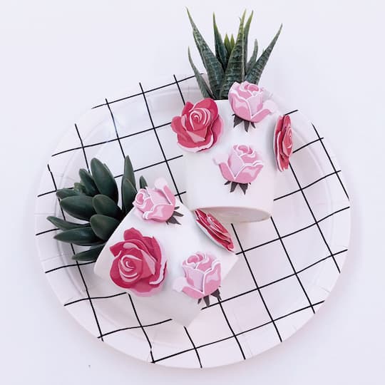 Pink Rose Floral Dimensional Stickers by Recollections™